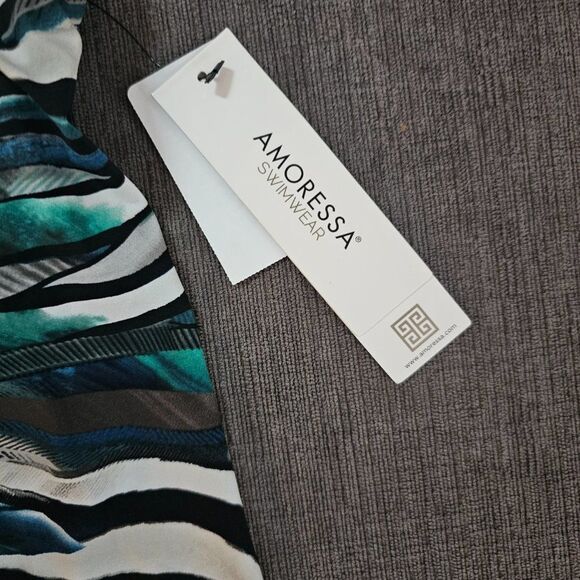 NWT Amoressa Women's Swimwear Swing Underwire Bra Mesh Inset Tankini Top Size 10 - Picture 13 of 14